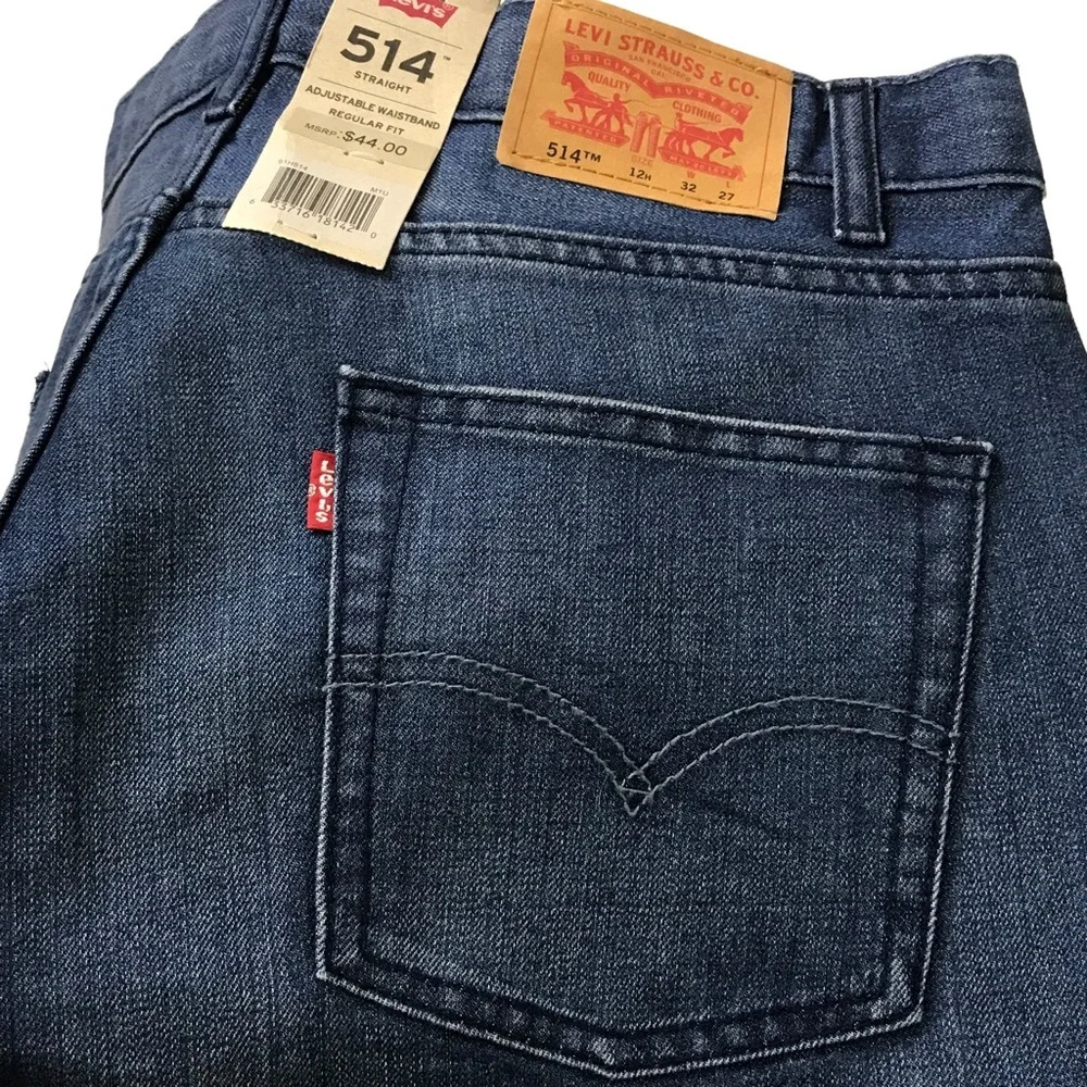 Levi's 514 Straight Leg Jeans Sz 16Husky Dark Wash Denim